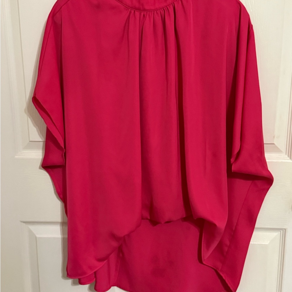 Hot Pink Batwing Short Sleeve Blouse